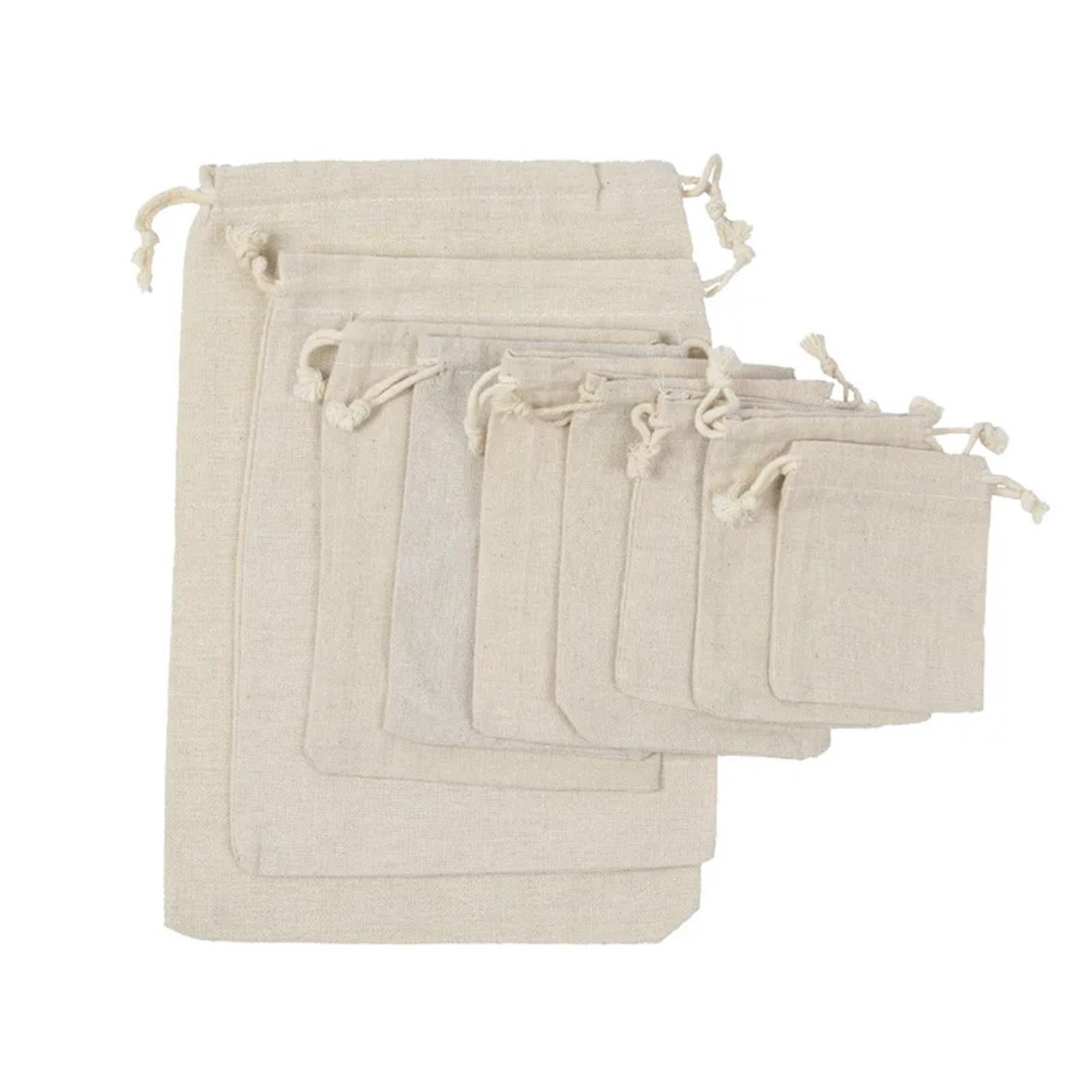 Linen Burlap Bag, 1pc Hessian Sack Pure Cotton Linen Nylon Drawstring Bag Mini Cloth Gift Pouch Travel(13x18cm)