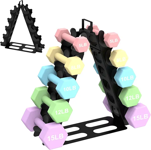 Dumbbell Rack 5 tier(Dumbbells not included), A-Frame Metal Dumbbell Holder with Handle, Multilevel Weight Storage Organizer for Dumbbells, Tree Shape Compact Weight Rack/Holder