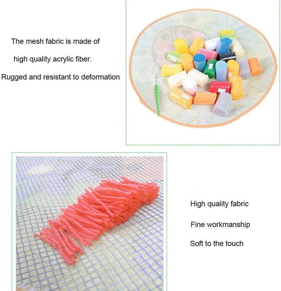 ZFFLYH Latch Hook Kits, Elephant Family Printed Canvas Pattern DIY Rug Crochet Yarn Kits Making Crafts Crocheting Embroidery 30.7X22 Inch / 78X56cm