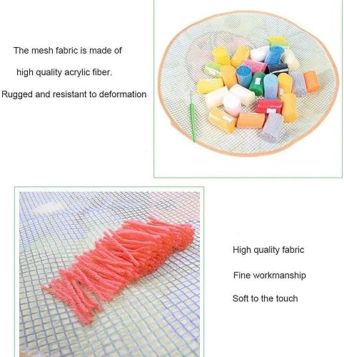 Miniatura 53 de ZFFLYH Kit de alfombras de gancho para manualidades, alfombra de ganchillo sin terminar, alfombra de hilo para niños/adultos con patrón de lienzo