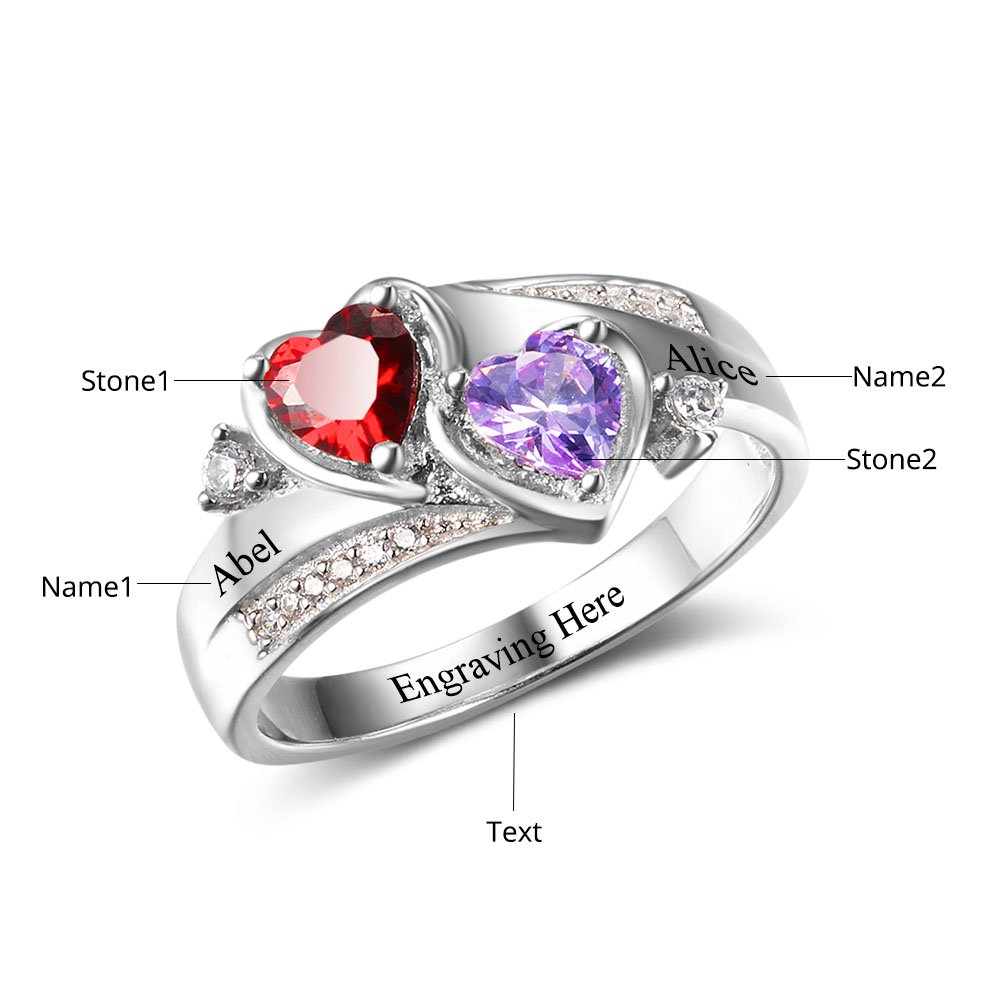 Sterling Silver Mothers Ring with Birthstones Personalized Birthstone Rings for Women Mom Engraved Names Promise Rings for Women Her Customized Jewelry Gifts