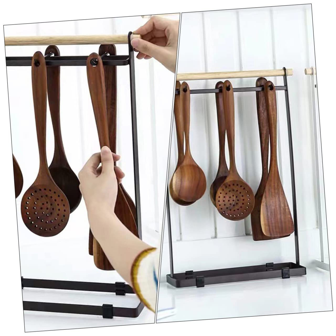 OUNONA Versatile Spoon Stand with Strong Bearing Capacity Storage Rack for Kitchen Utensils Multi Function Organizer for Cookware and Home Use Modern Design for Easy Access