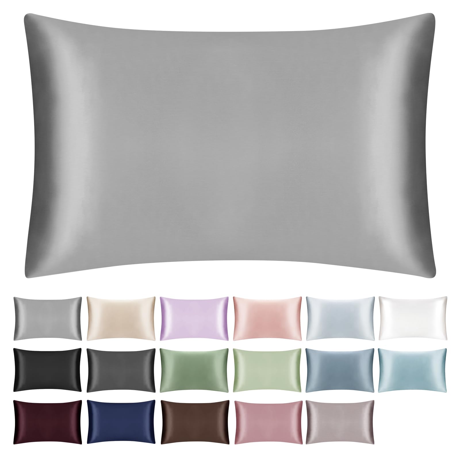 Funda de almohada de viaje 100% seda de morera para niños pequeños, 19 mm, funda de almohada pequeña de seda con cremallera oculta para niños/bebés, 1 unidad, gris plateado, 13 x 18 pulgadas