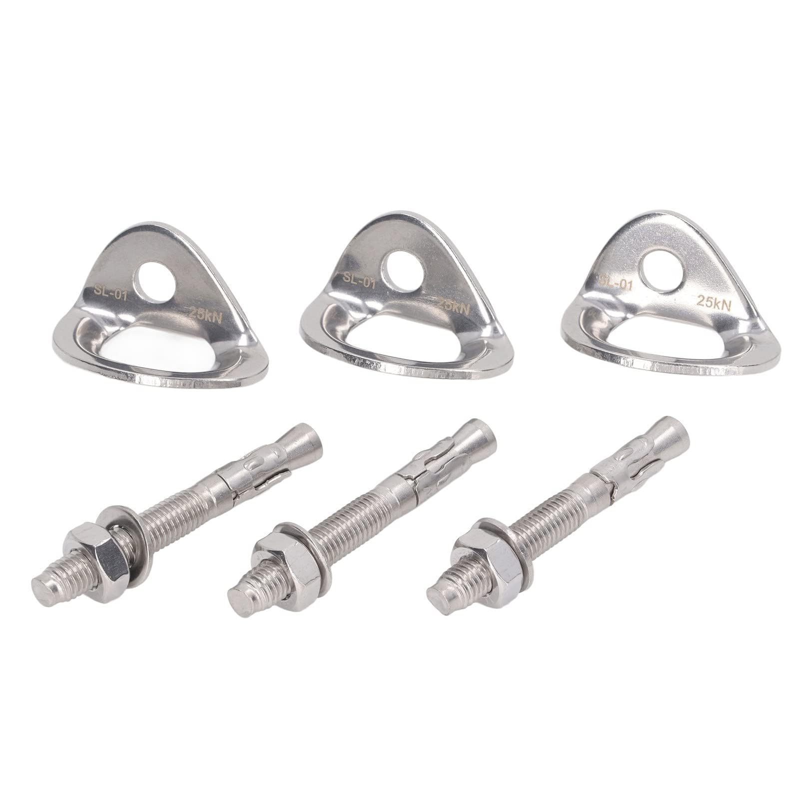 Alomejor 3 Pares de Mangos de Escalada de Acero Inoxidable, Juego de Pernos de Escalada para Muro de Escalada Interior y Exterior, Anclajes de Escalada de Montaje rápido para ejerc