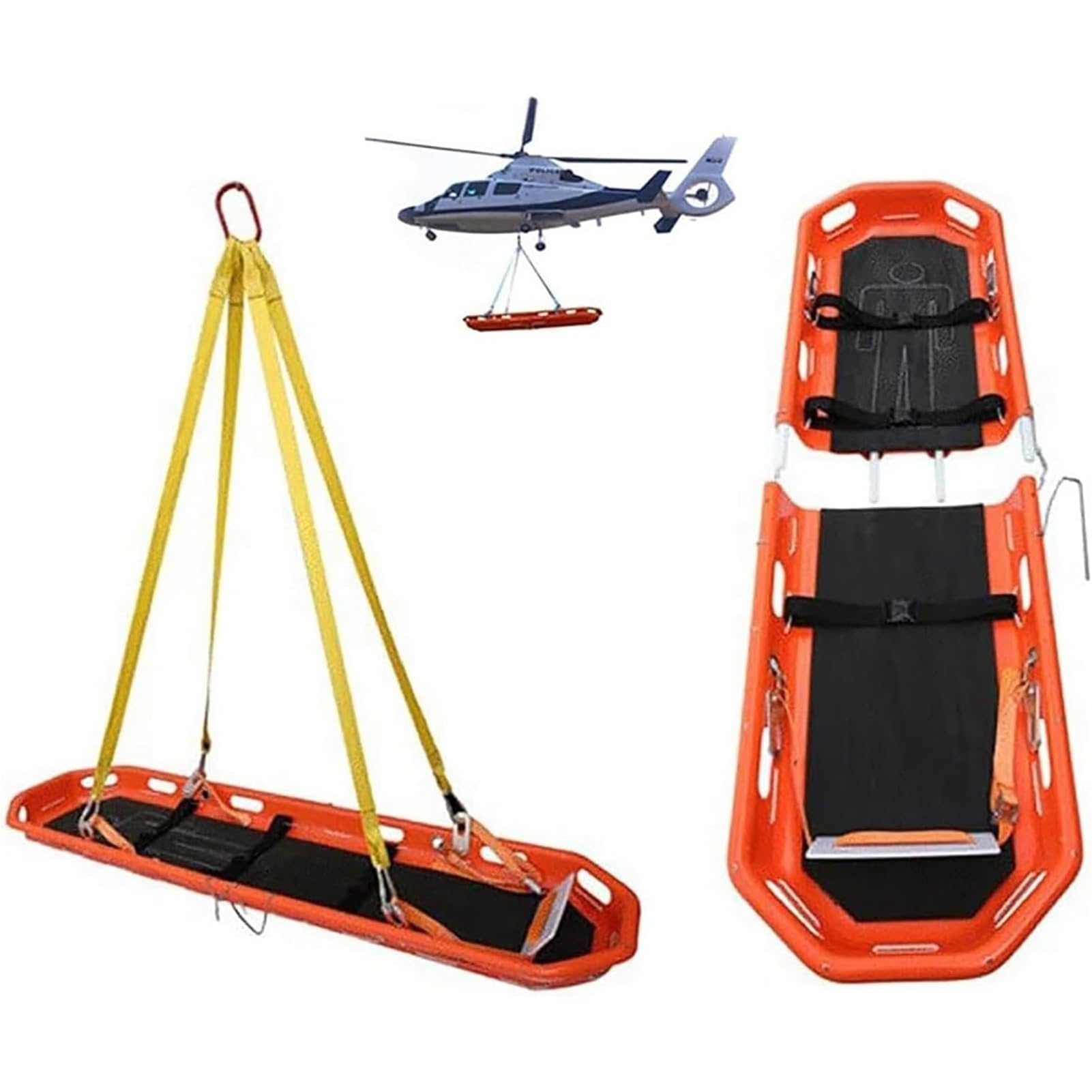 SGKOMN Rescue Basket Stretche, with Straps - Detachable Emergency Stretcher, Stainless Steel Basket Emergency Medical Basket, for Helicopter Rescue Patient Transport