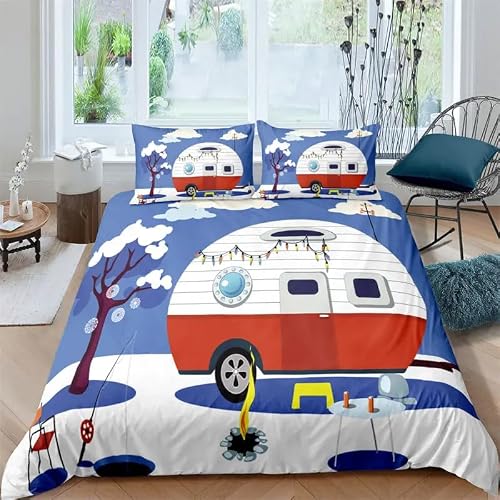 QBIDCSX Bedding Sets Single Camping Bedding Sets Single Koala Duvet Cover 200x200cm with Zipper Closure, Hypoallergenic Quilt Cover with 2 Pillowcase for Boys Kids Girls