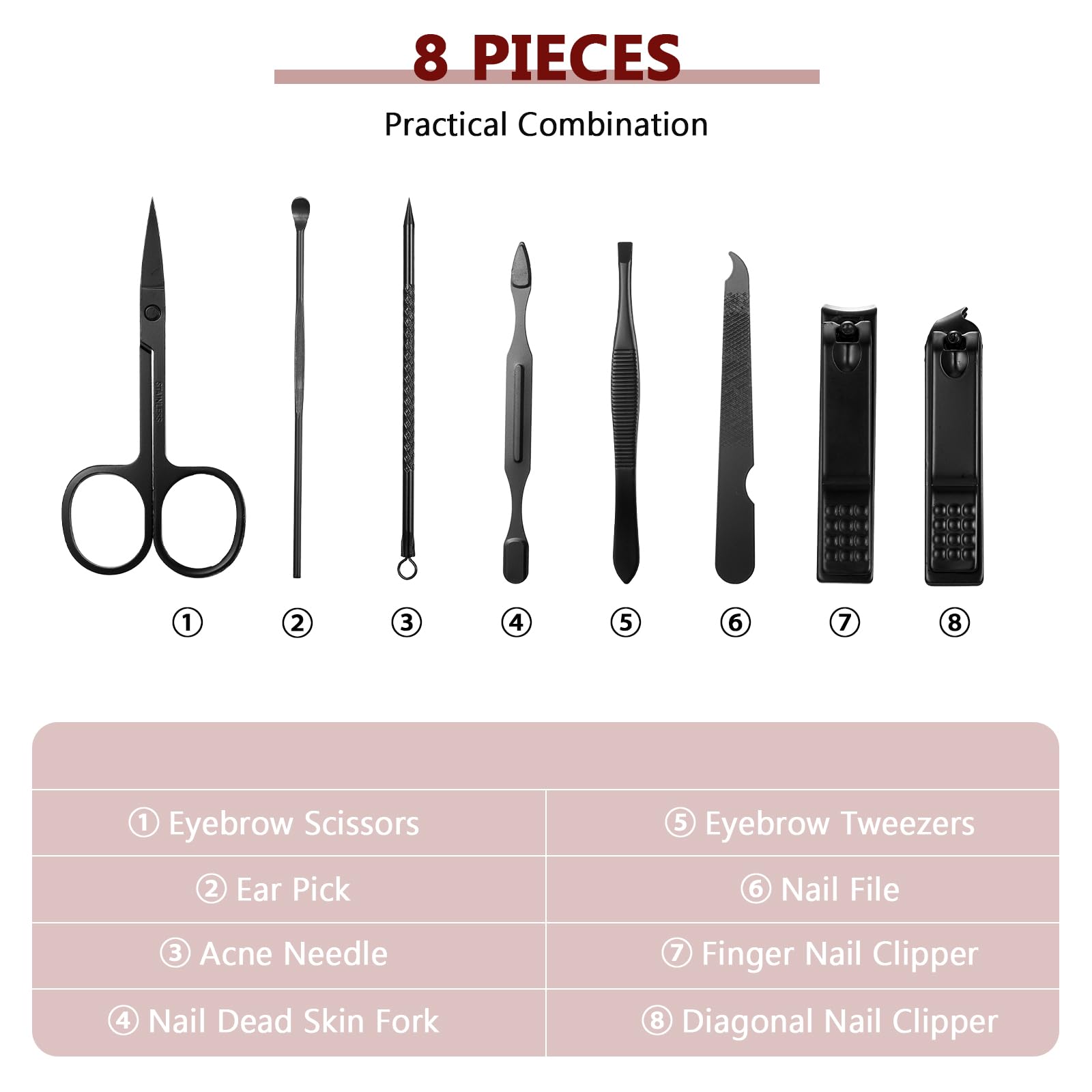Lasnten 24-częściowy zestaw do manicure, obcinacz do paznokci, zestaw do pielęgnacji, stal nierdzewna, profesjonalny zestaw do pedicure, narzędzia do pedicure, z etui podróżnym, prezenty dla mężczyzn