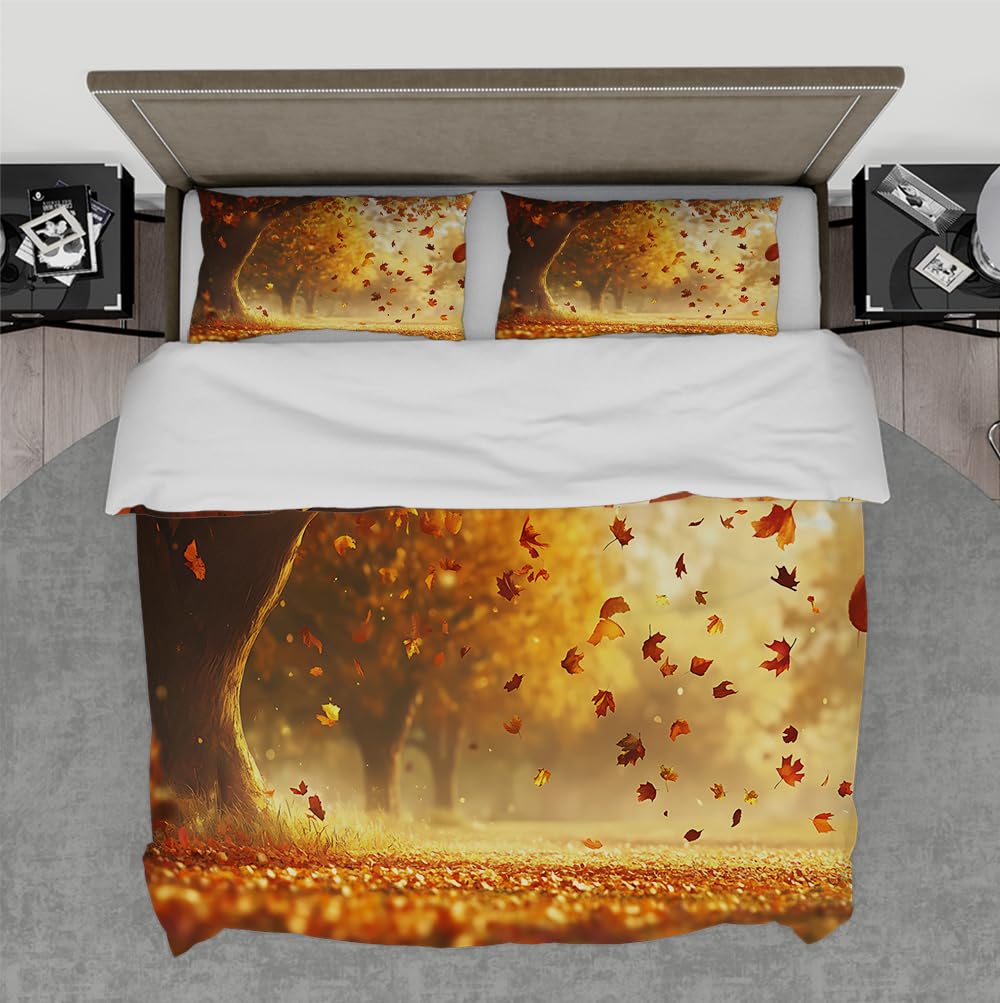 Housse de couette à fermeture éclair literie feuilles d'érable 200x220