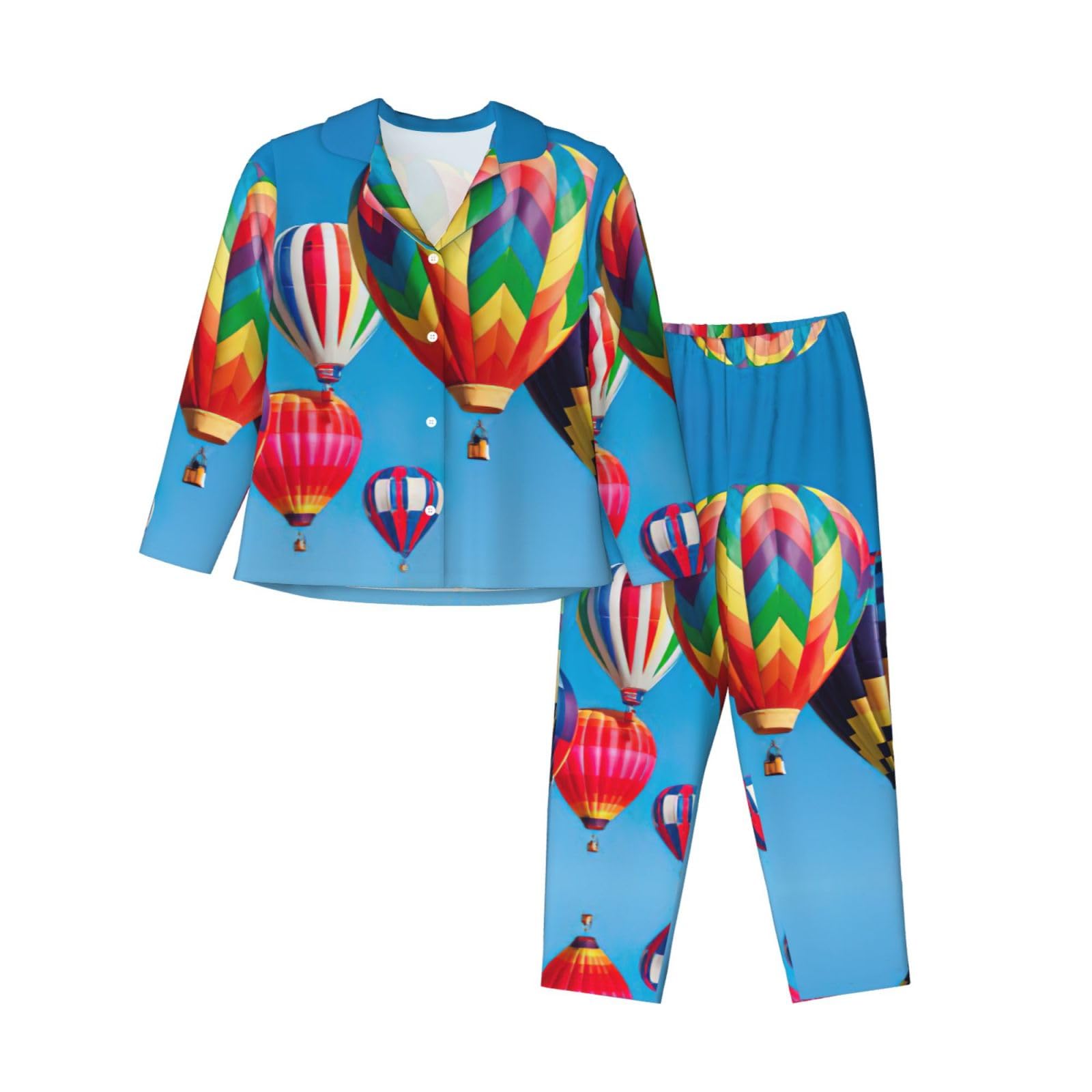 Ensemble pyjama imprimé montgolfières coupe tendance bas pleine longueur - 8