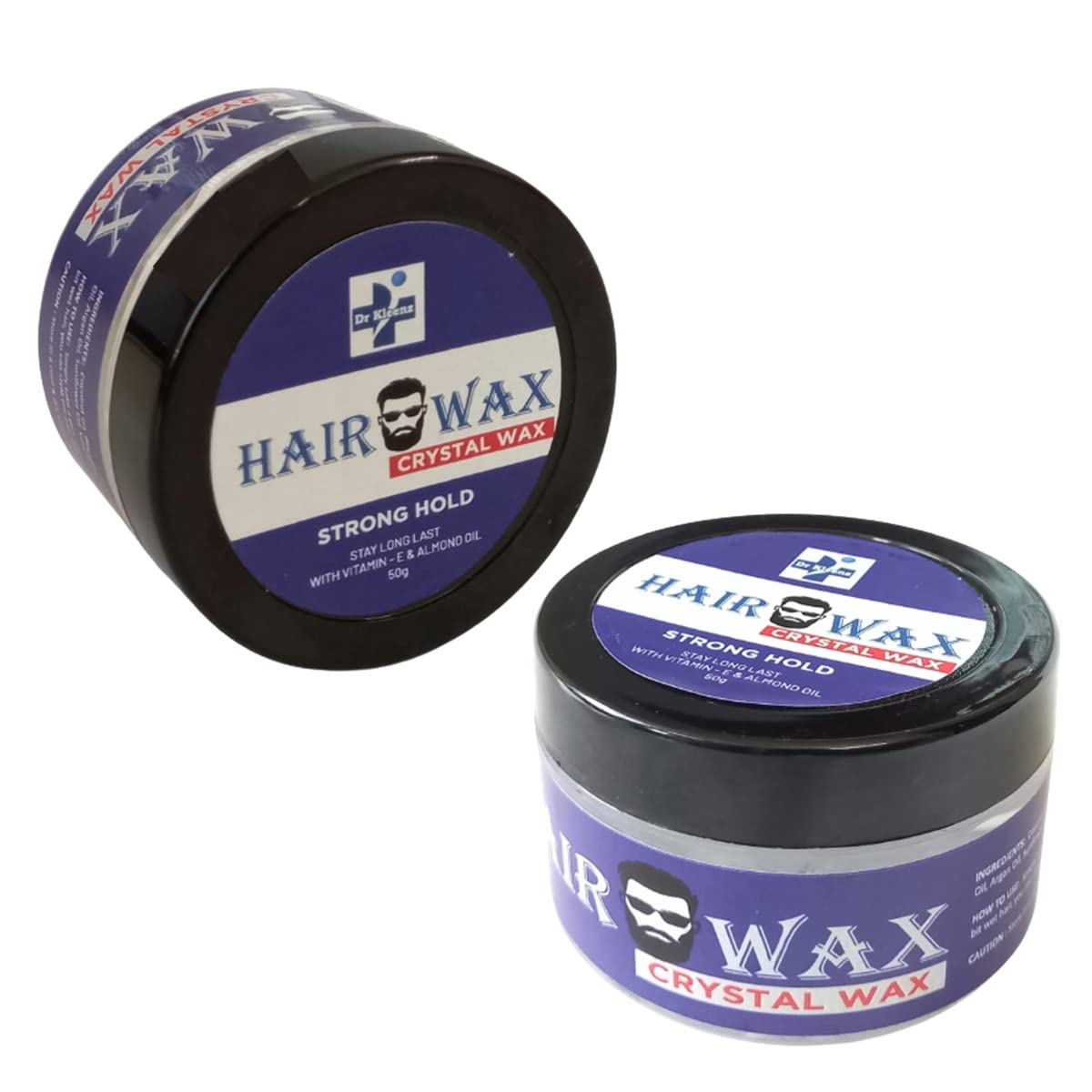 Dr Kleenz Crystal Hair Wax | Strong Hold | Vitamin Enriched | Hair Styling Wax 100 gm (50 Gm x 2)