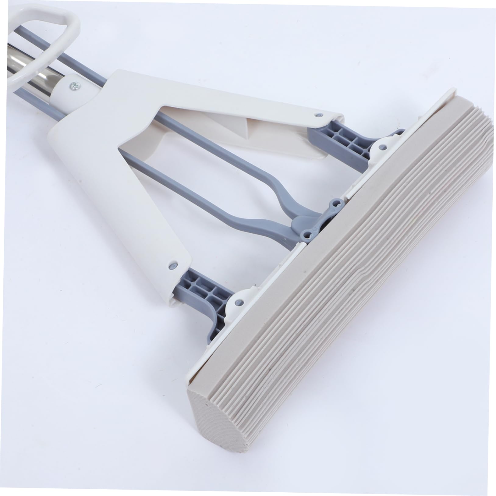 Fregona de Esponja Plegable de 28cm Blanco para Limpieza Doméstica | Acero Inoxidable, Abs y Collodion, Uso en Mármol y Azulejos, Recambio Sencillo de Cabezal