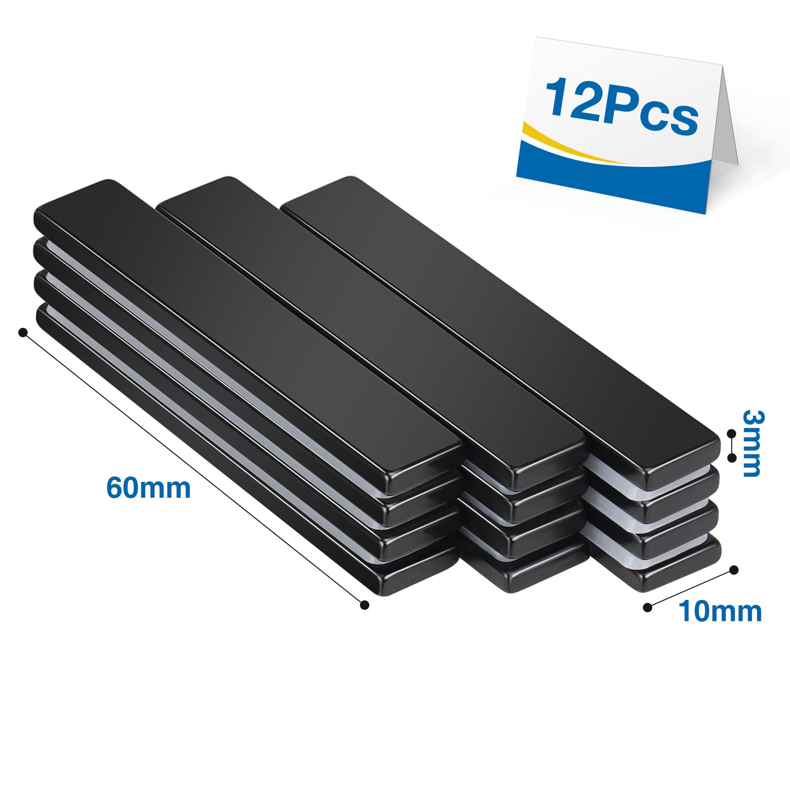 Wzone Neodymium Magneten, Zelfklevend, Sterk, 60 x 10 x 3 mm