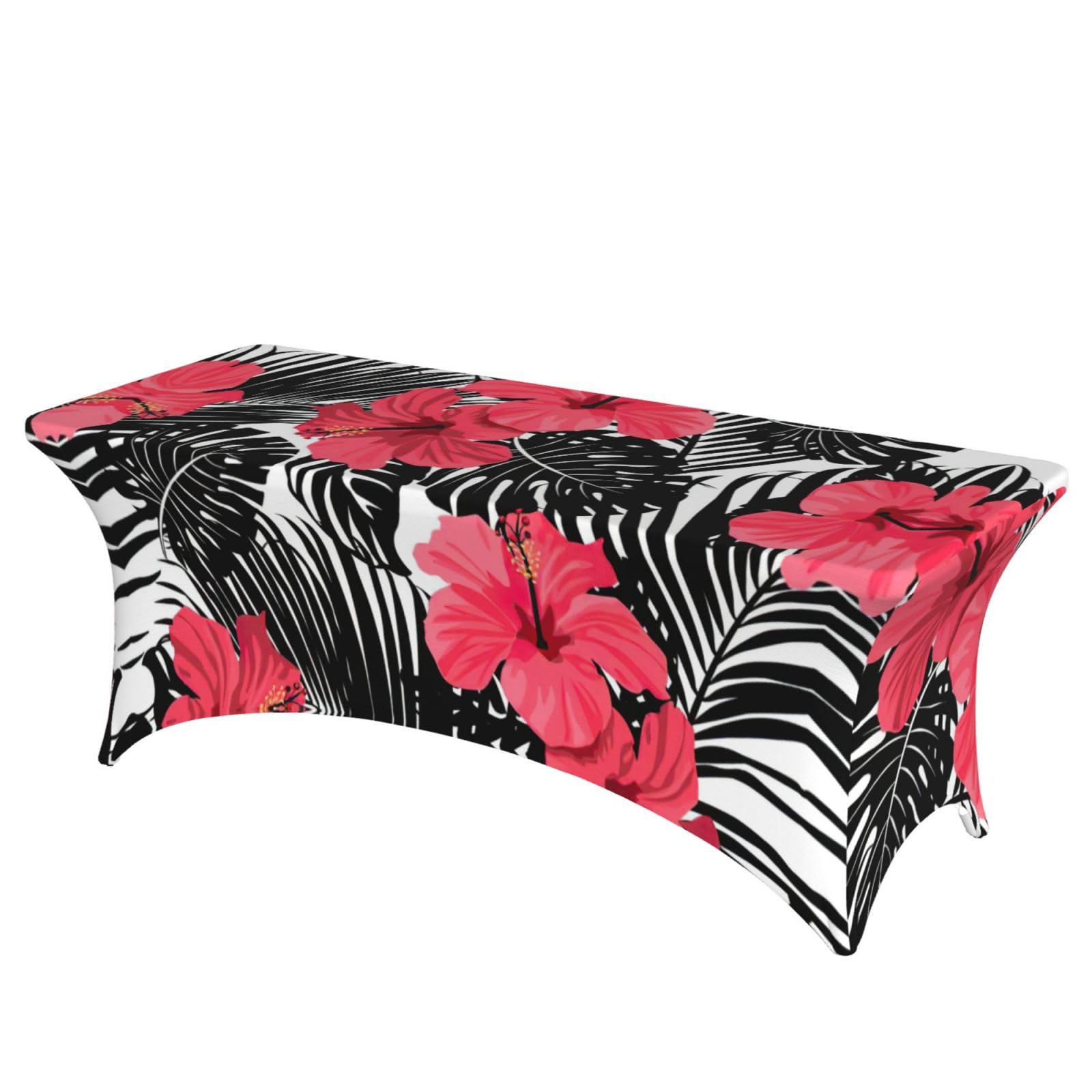 Nappe extensible élasthanne hibiscus rouge 1,8m pour table de fête