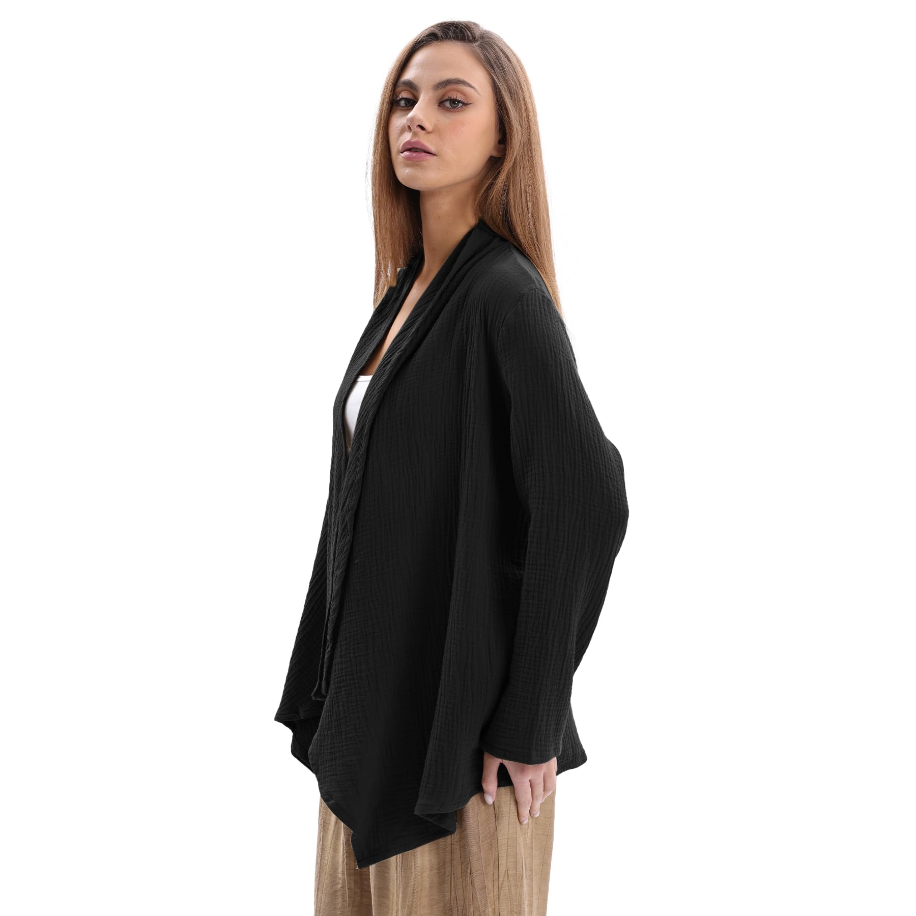 Amahiyu, scialle in cotone da donna, cardigan oversize aperto sul davanti, caldo, poncho da donna