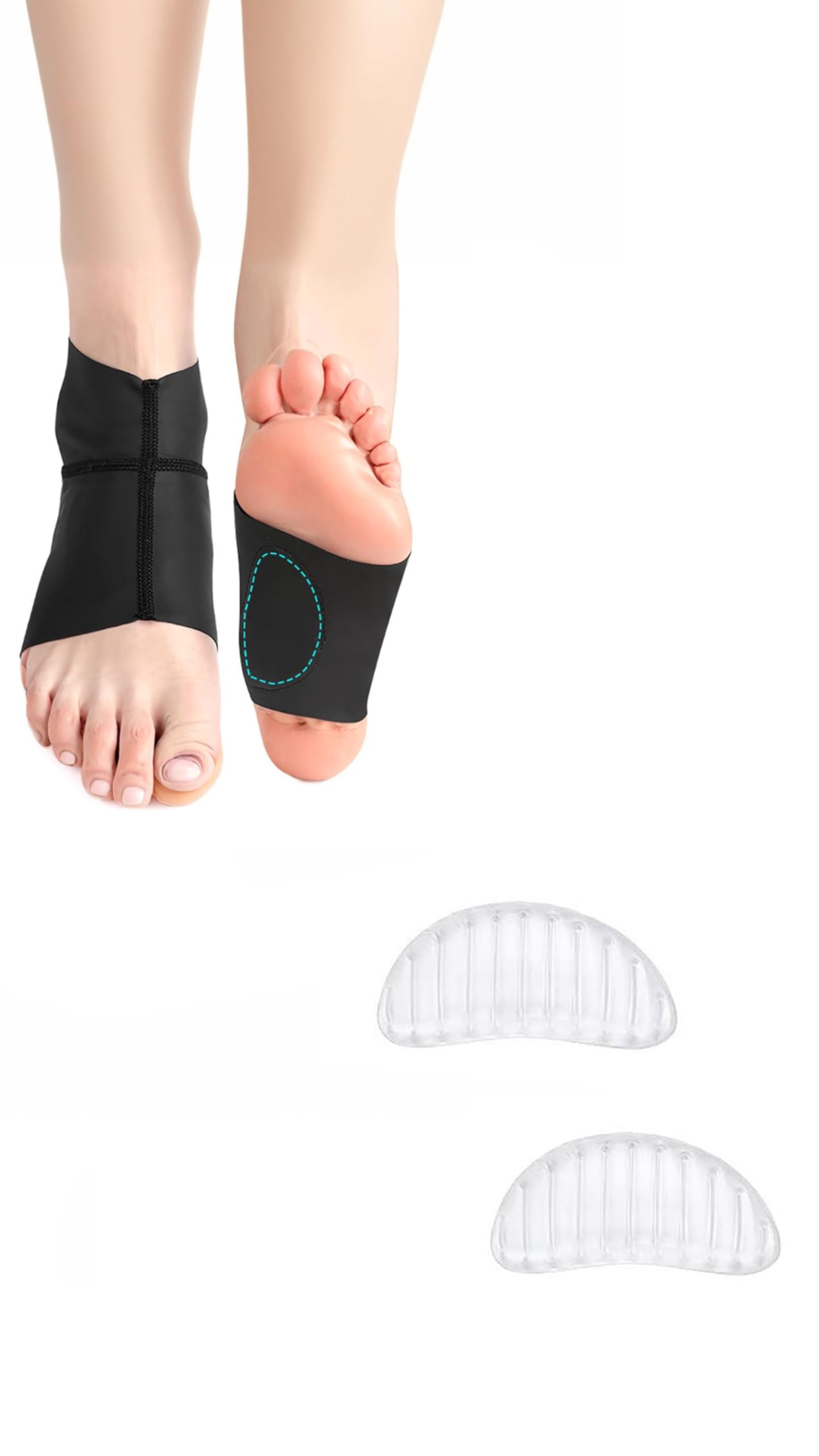 Sweet sevenArch Ankle Support Sleeves with Gel Pads - Compression Brace for Flat Feet, Plantar Fasciitis - Men, Women - Heel Spurs, Arch Issues - 1 Pair