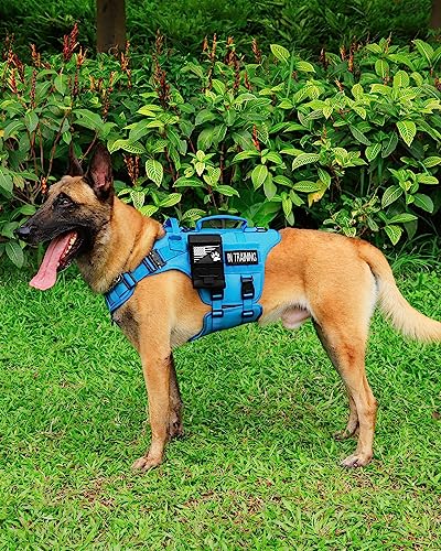 Image of PETNANNY Tactical Dog Harness - No-Pull Service Vest for Large Breeds, with Hook & Loop Patch Panel & MOLLE System | Padded Handle for Walking, Hiking & Training (Blue,L)