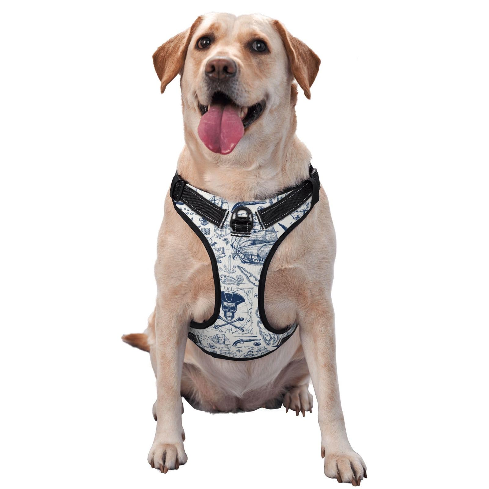 Nautical Elements No Pull Dog Harness Adjustable Puppy Harness Reflective Dog Vest Harness Wear-Resistant Oxford Cloth Dog Harness with Leash for Small Medium Large Dogs