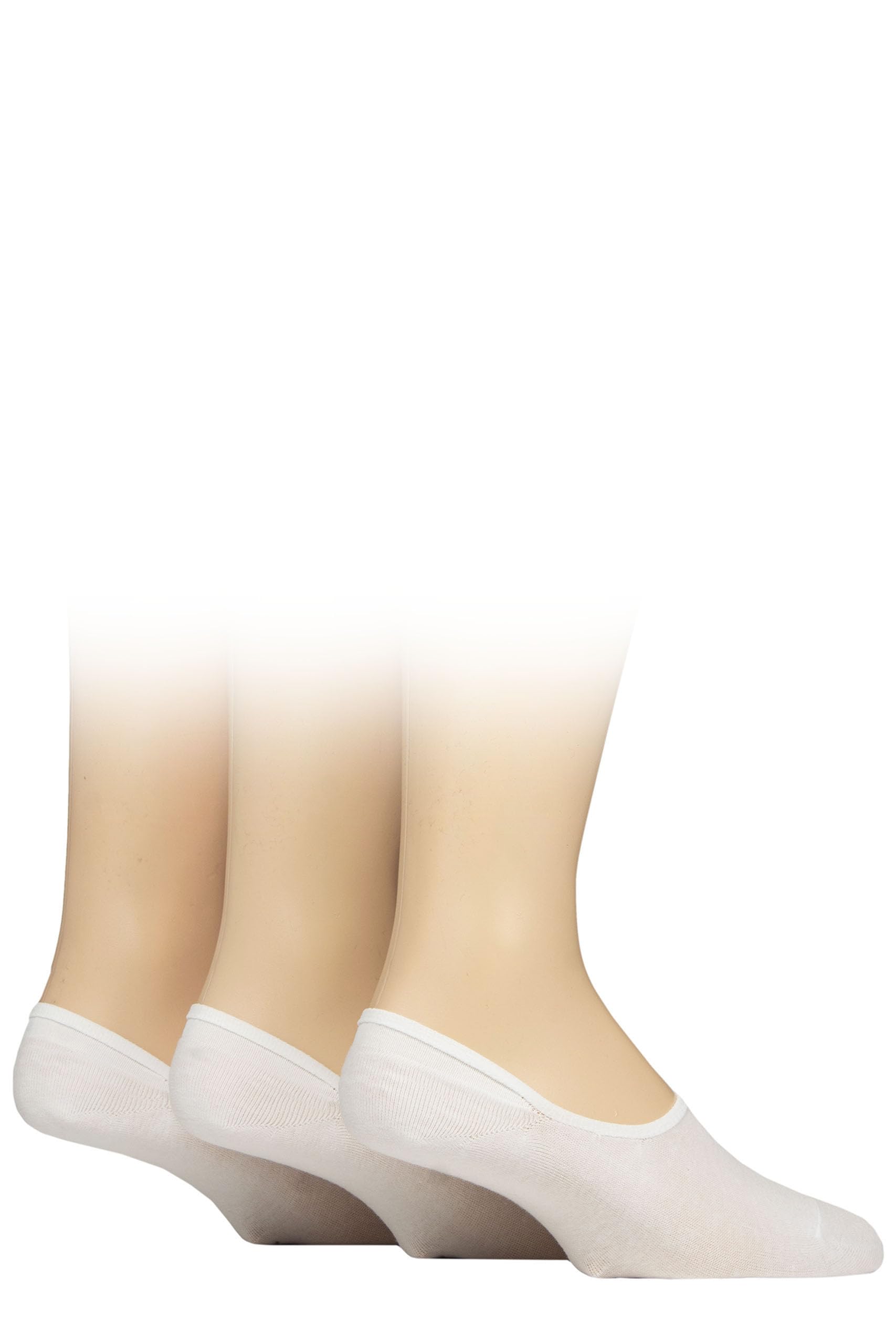 Glenmuir Men's Shoe Liner Socks - Soft Breathable Cotton, Anti-Slip Heel Grips, Plain, Black, White, 3 Pair Multipack Size 7-11 White