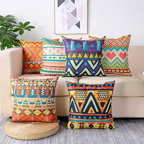 Artscope 6er-Set Dekorativ Kissenbezug 45 x 45 cm, Polyester Leinen Kissenbezüge Dekokissen Kissenhülle Set Kissen Fall… – Bild 4