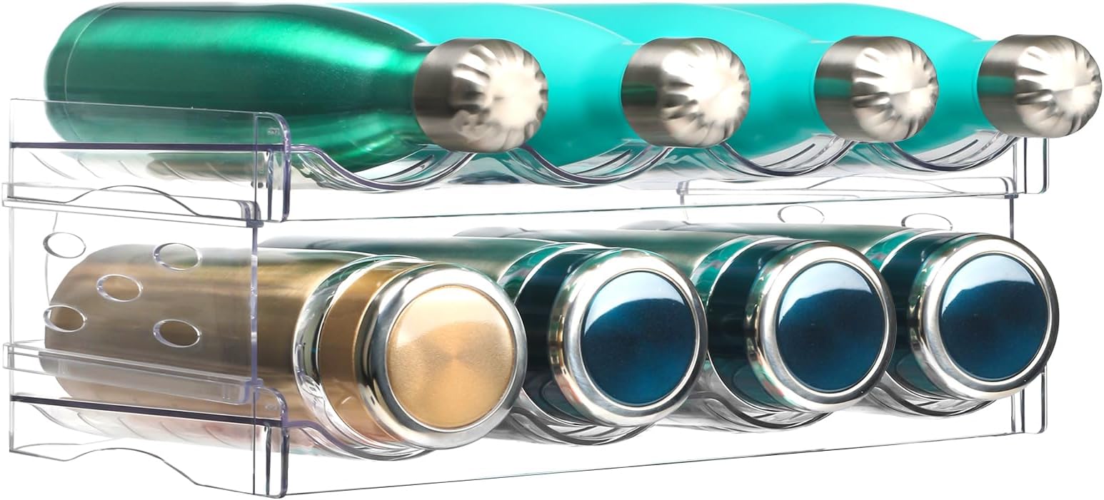 Geoyien Flaschenhalter Für Kühlschrank - 2-stöckiger Organizer Für Wein & Getränke