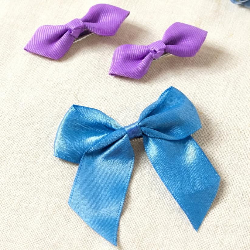 Image of Elegant Satin Ribbon Bow Hair Clips for Women and Womens, Soft Fabric Hair Accessories for Daily Wear, Party and School Use, Pack of 18 Pieces