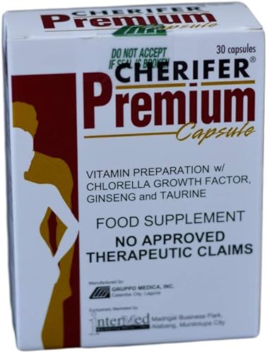 Cherifer Premium Adult 30 Caps - Factor de crecimiento alto de clorella (CGF), ginseng, taurina