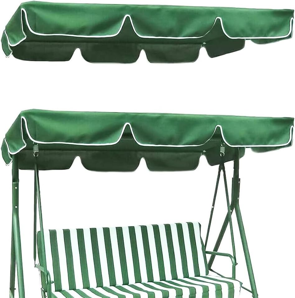 CREATCABIN Outdoor Patio Swing Chair Canopy Replacement 3 Seater Porch Swing Seat Canopy Top Cover 210D Oxford Cloth Waterproof UV Protection for Garden Hammock Top Furniture Covers Green 98 x 73in