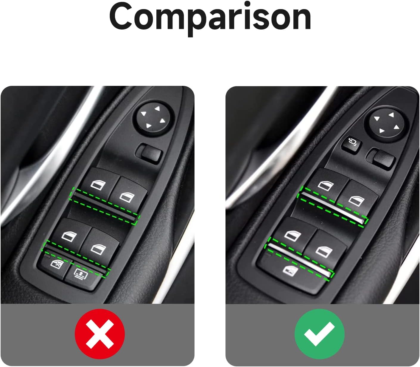 Car Window Lift Switch Cover Trim Carbon Color ABS Sticker Decal fits for BMW 3 Series Interior Accessories - ONLY for BMW F30 F34 3GT