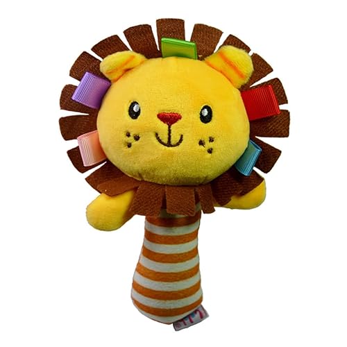 VICASKY Sonajero de mano de león de peluche colorido para niño y niña, sonajeros educativos suaves para aprendizaje temprano, regalo estimulante del