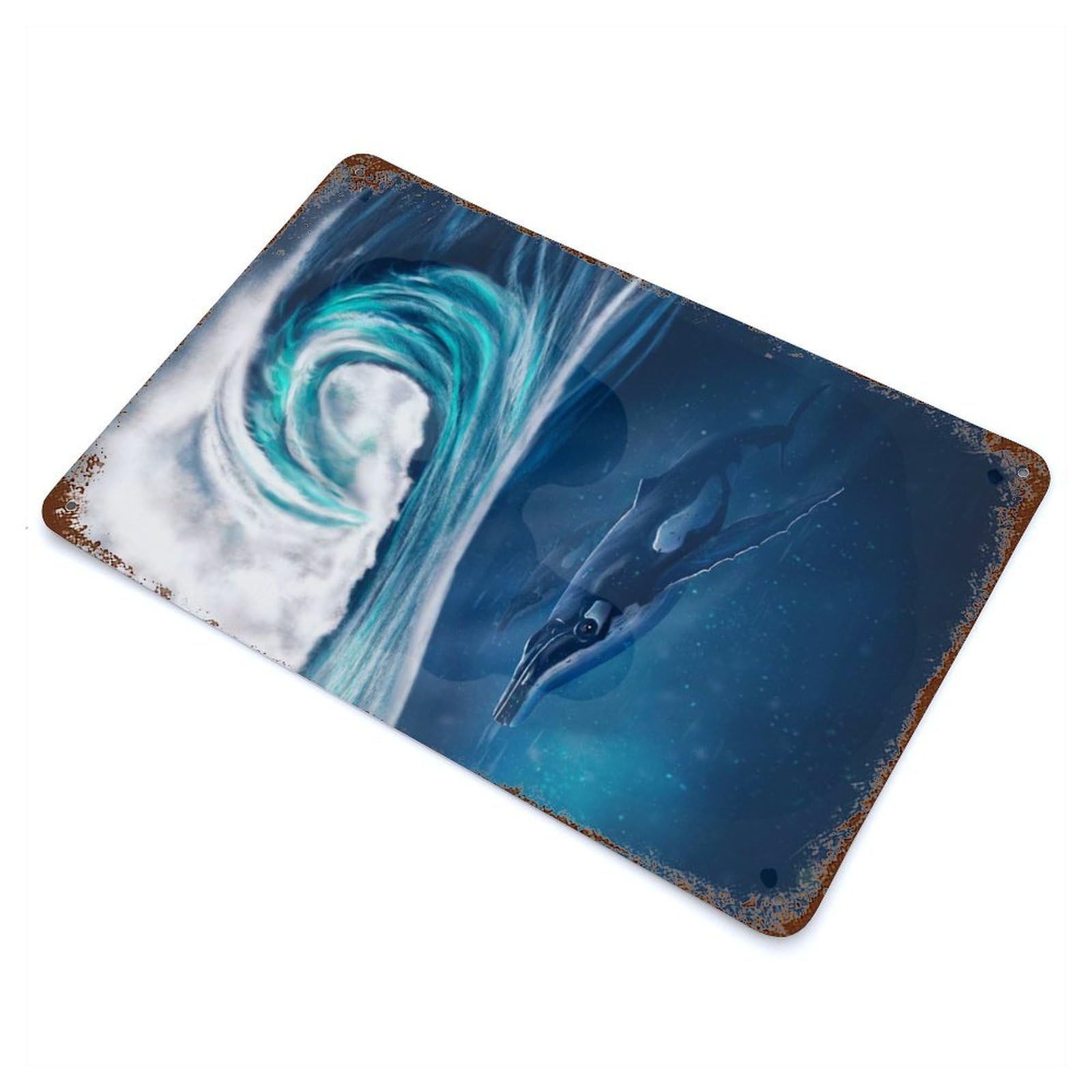 Humpback Whale 11.8"x7.9" Decorative Tin Sign, Classic Wall Plaque for Cafe, Home Bar And Lounge Decor