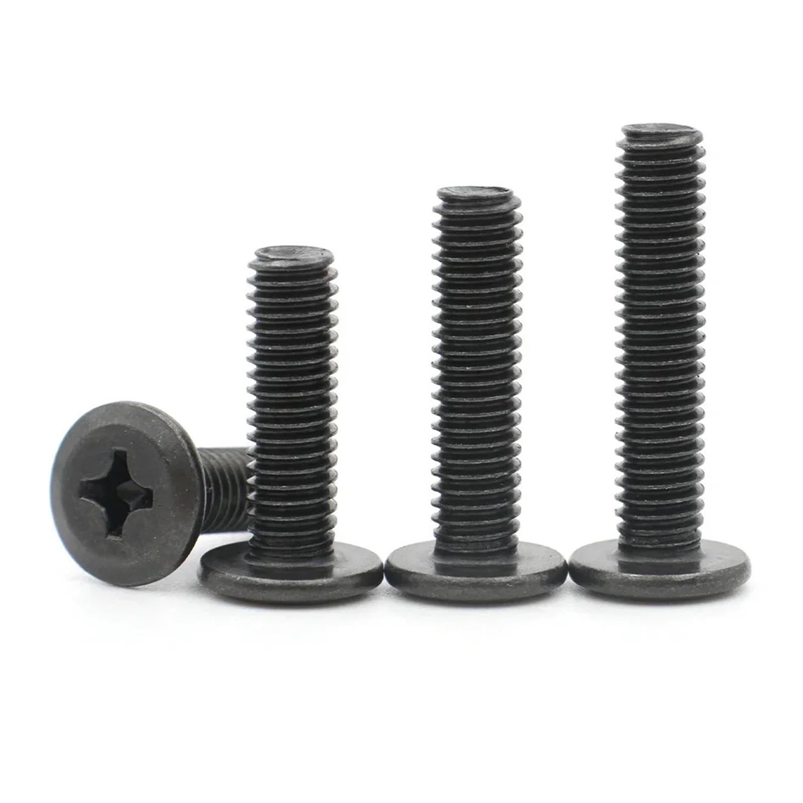 Vis à tête plate cruciforme M6 en acier carbone noir pour assemblage de meubles en lot de 10