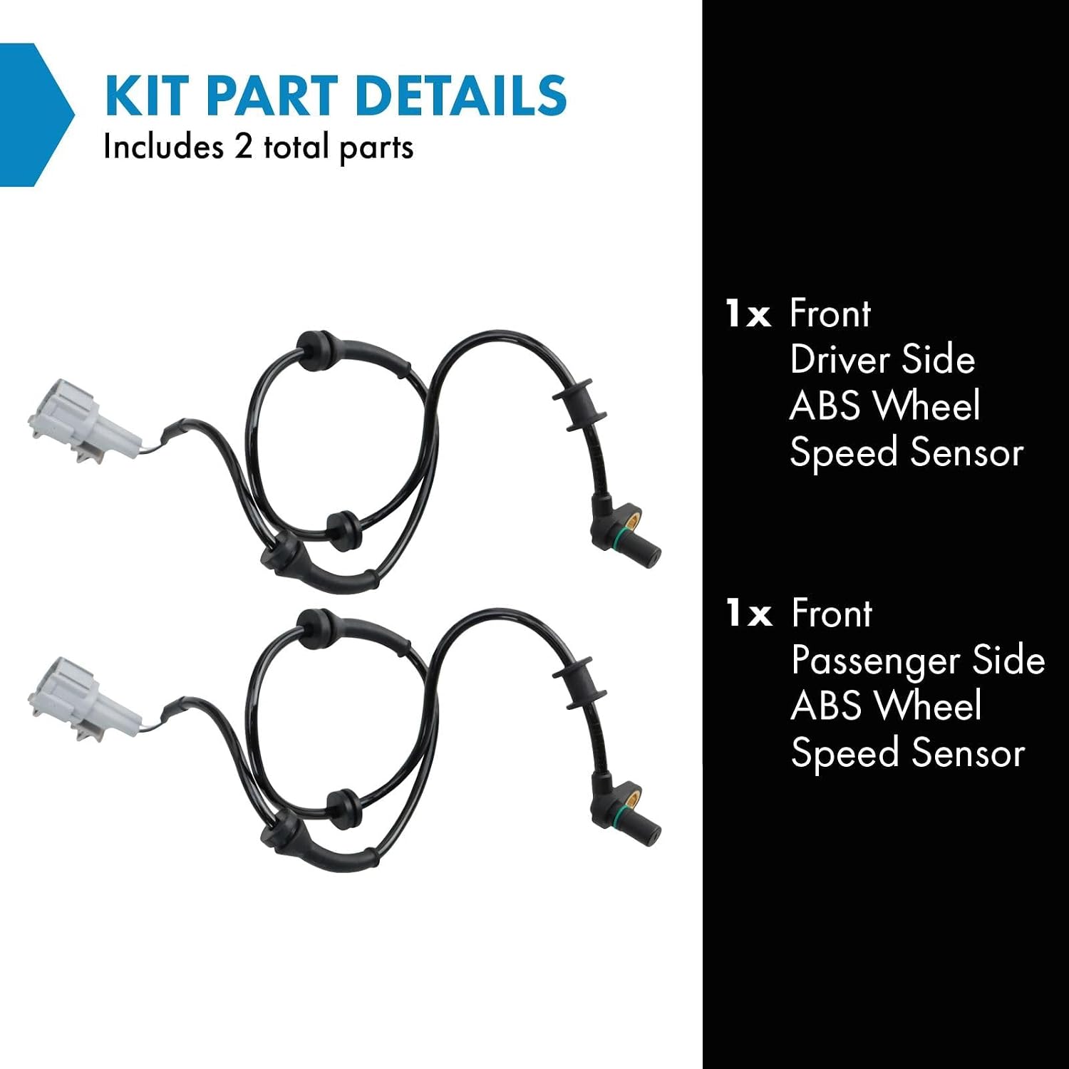 TRQ Front Driver & Passenger Side ABS Wheel Speed Sensor Set for 20-21 Nissan Frontier from 4/01/20 Production Date