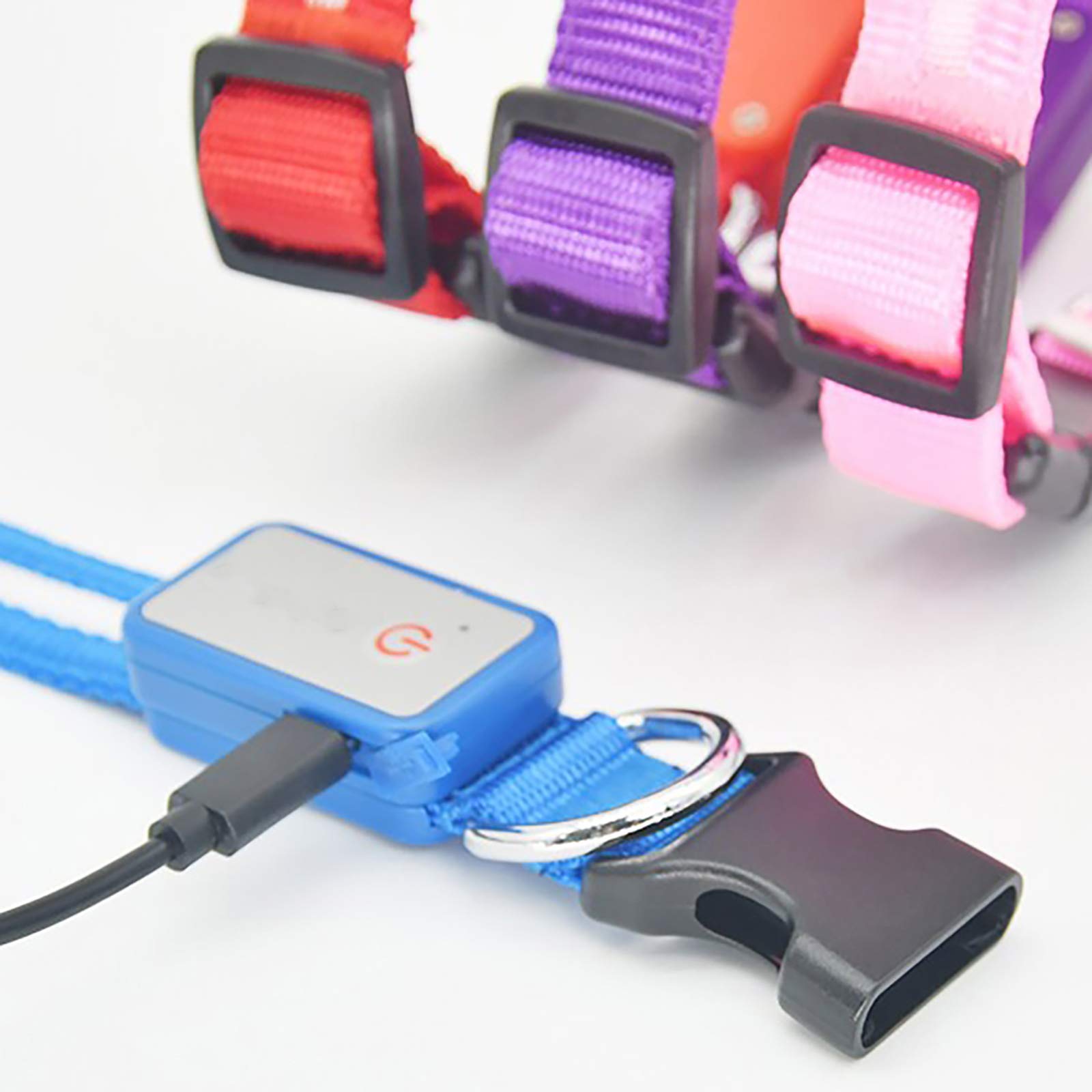 Collier de chien lumineux USB de charge lumineux Anti-Perdu collier de chien Teddy Shepherd Golden Retriever moyen et grand chien imperméable extra longue veille confortable et durable,Bleu,M
