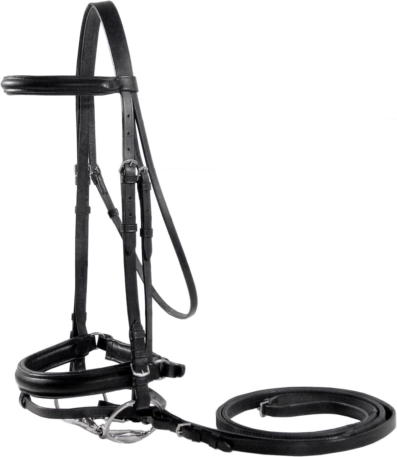 Derby Originals Paris Tack Dressage German Crank Bridle with Rubber Reins