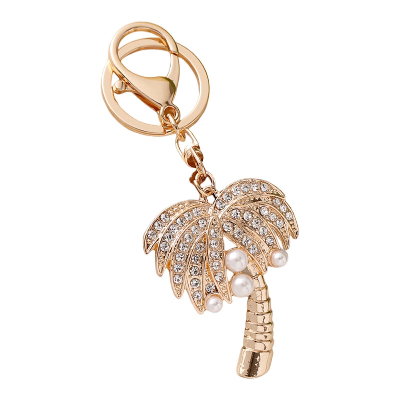 Jlobnyiun Palm Tree Keyring | Palm Tree Keyring Ornament - Palm Tree Bag Charm Tropical Favor Purse Charm Car Key Keychain