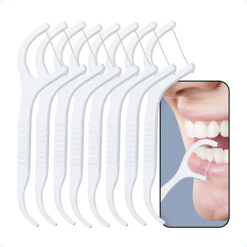 Fio Dental com Haste 30 Unidades, Limpeza Interdental Profunda e Prática, Flossers Resistentes que Não Desfiam, Remoção de Placa e Tártaro, Haste Ergonômica para Dentes Apertados, Uso Diário