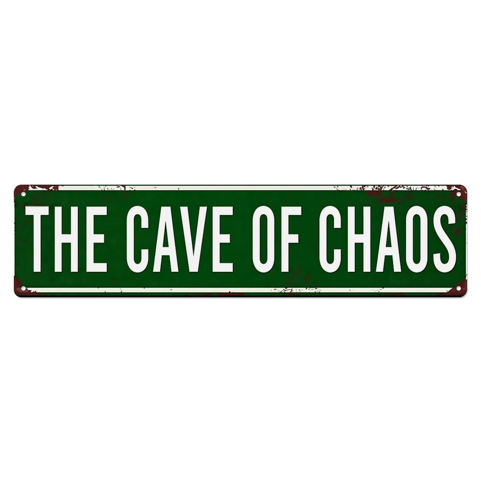 Jdyaojiesheng Vintage The Cave Of Chaos Tin Sign Retro Metal Wall Decor Metal Poster, Home Bar Garage Farmhouse Cafe Wall Art Decoration 4X16inch