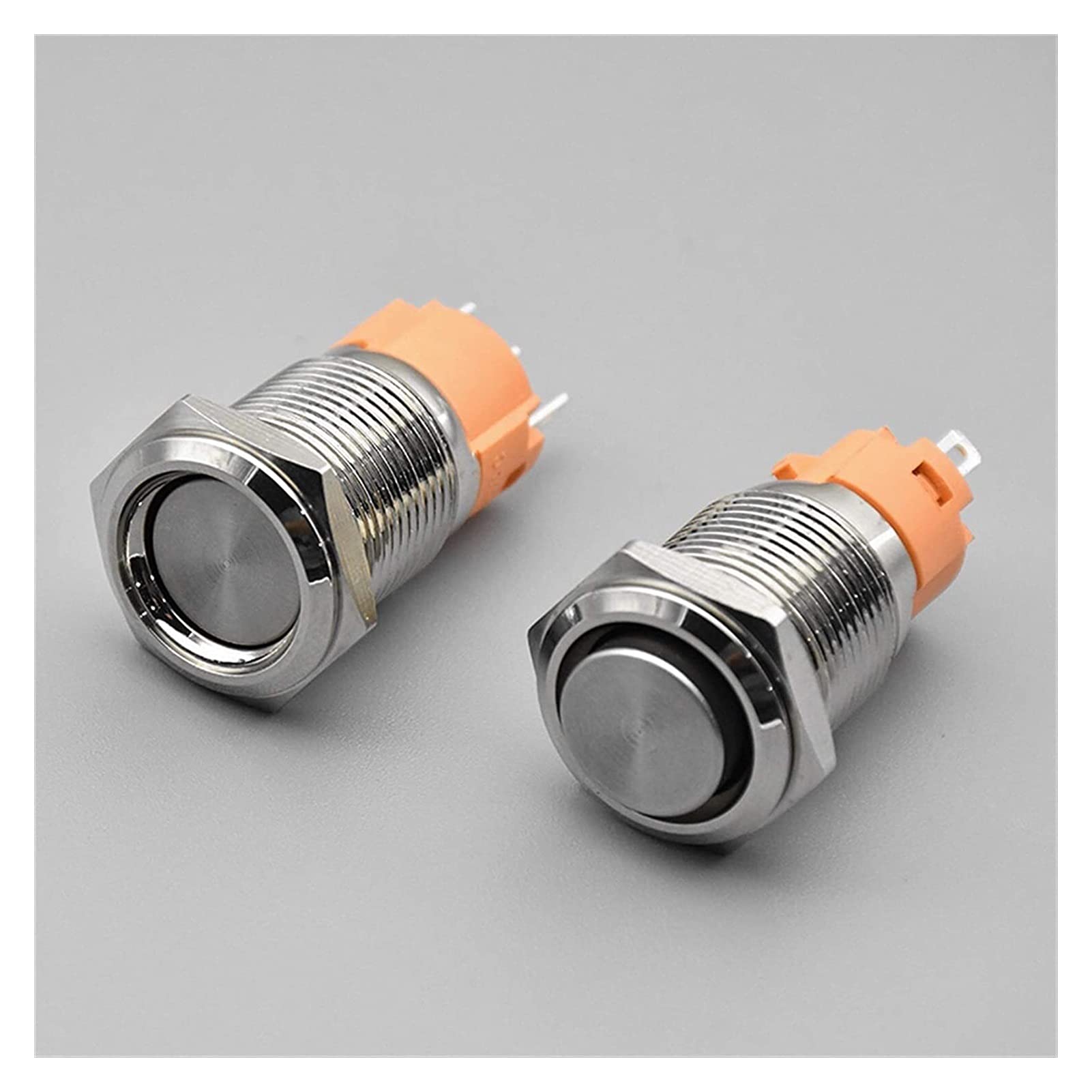 Bouton poussoir en métal à tête plate auto-verrouillable/réinitialisation IP67 1NO 1NC 16 mm 19 mm 22 mm 3 broches