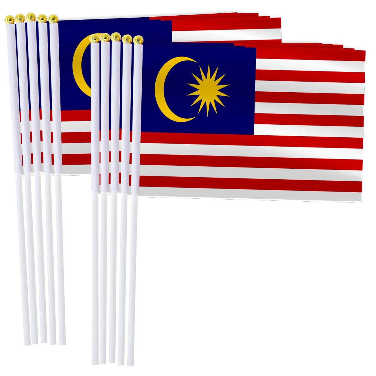 25 Pack Malaysia Handheld Small Flag,Mini Malaysians Hand Held Miniature Stick Decor โ image 1