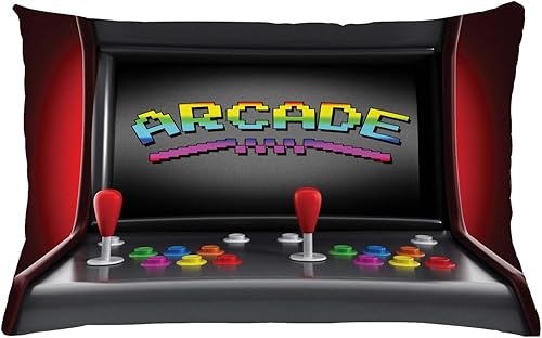 Ambesonne - Funda de cojín para videojuegos, diseño de Arcade Machine retro con botones de joystick vintage de los 80 de los 90 de los años 90,