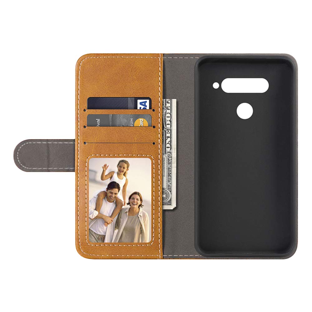 Custodia Portafoglio In Pelle PU Con Finitura Scamosciata Per LG Q6 - Flip Cover Magnetica Con Slot Per Carte E Supporto Stand - Colore Blu - 4