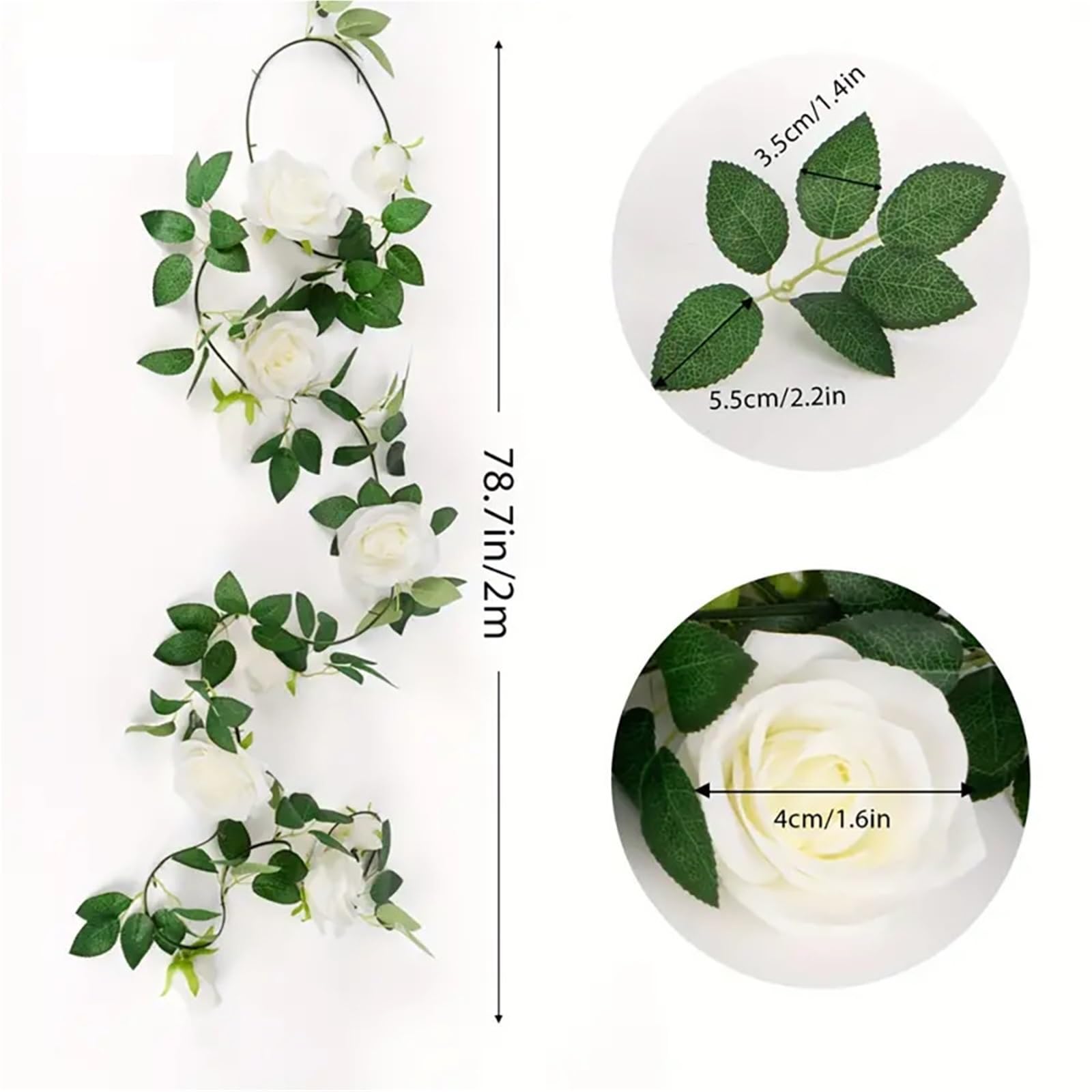 Künstliche Greenery Girlande künstliche Blumen, 3 stücke 19,5 ft Künstliche Blumengirlande Mit Weißen Rose, for Hochzeit Bogen Garten Hintergrund for Dekoration