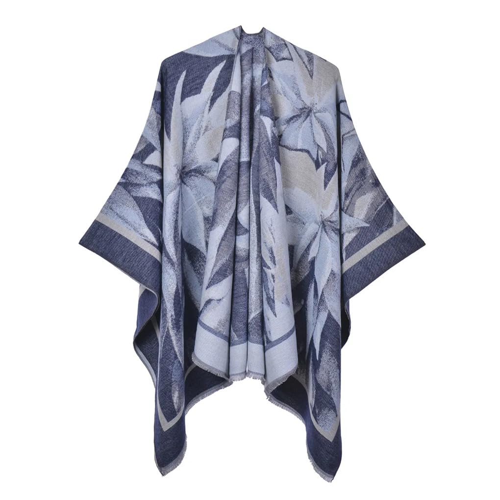 Dninmim Capes en tricot à pompons double face pour femme - Capes de camping chaudes - Cardigan