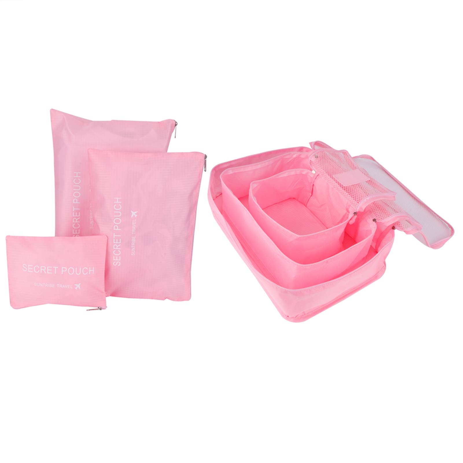 Cocoarm Set di Borse da Viaggio Organizer per Bagagli in Nylon Borsa da Imballaggio da 6 Pezzi con Pannelli in Rete Cerniere Bidirezionali per Valigia Abbigliamento Smistamento Viaggi e Viaggi di