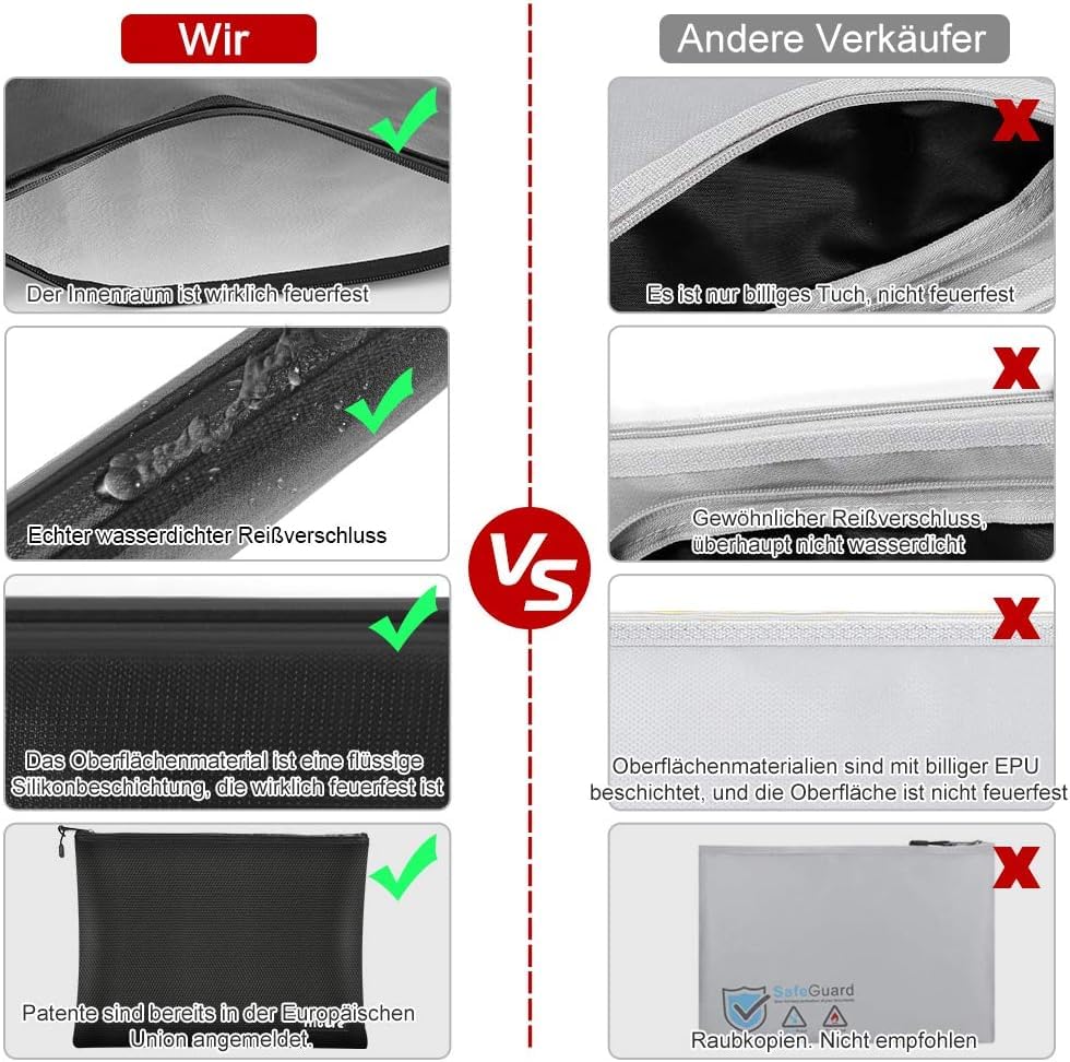Fireproof Document Bag, Fireproof and Waterproof Document Box, Briefcase for A4 Documents, Passport, Bank Files - Image 2