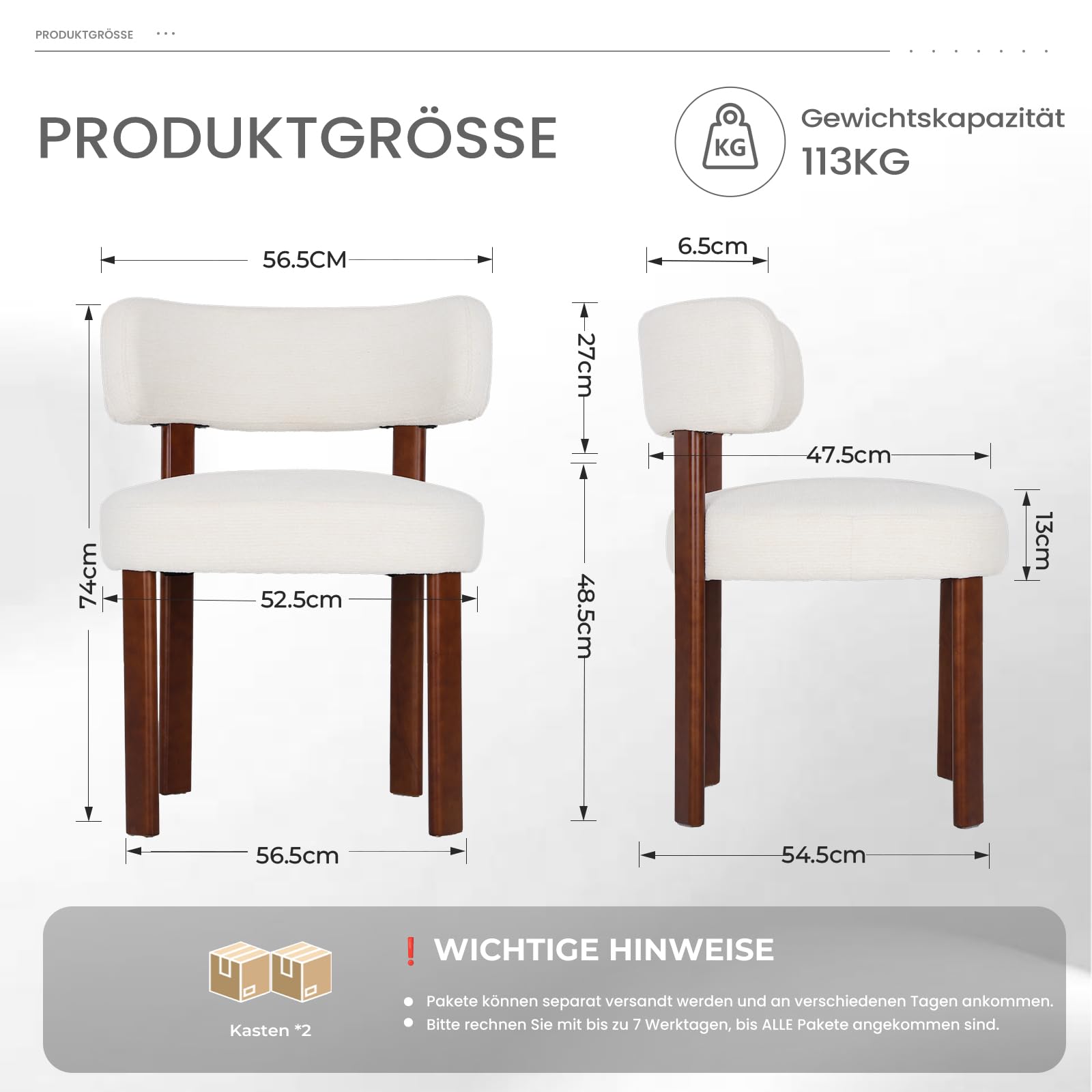 COLAMY Mid-Century Modern Design Sherpa Esszimmerstühle 4er Set, Vintage Landhaus-Stil Bouclé Küchenstühle mit offener geschwungener Rückenlehne für Esszimmer, Restaurant, Beige