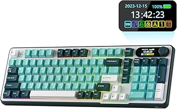S98 Mechanical Keyboard w/Smart Display & Knob, Top Mount 96% Wireless Mechanical Keyboard BT/2.4G/USB-C, Hot Swappable, Software Support, Creamy Sounding, 98 Keys