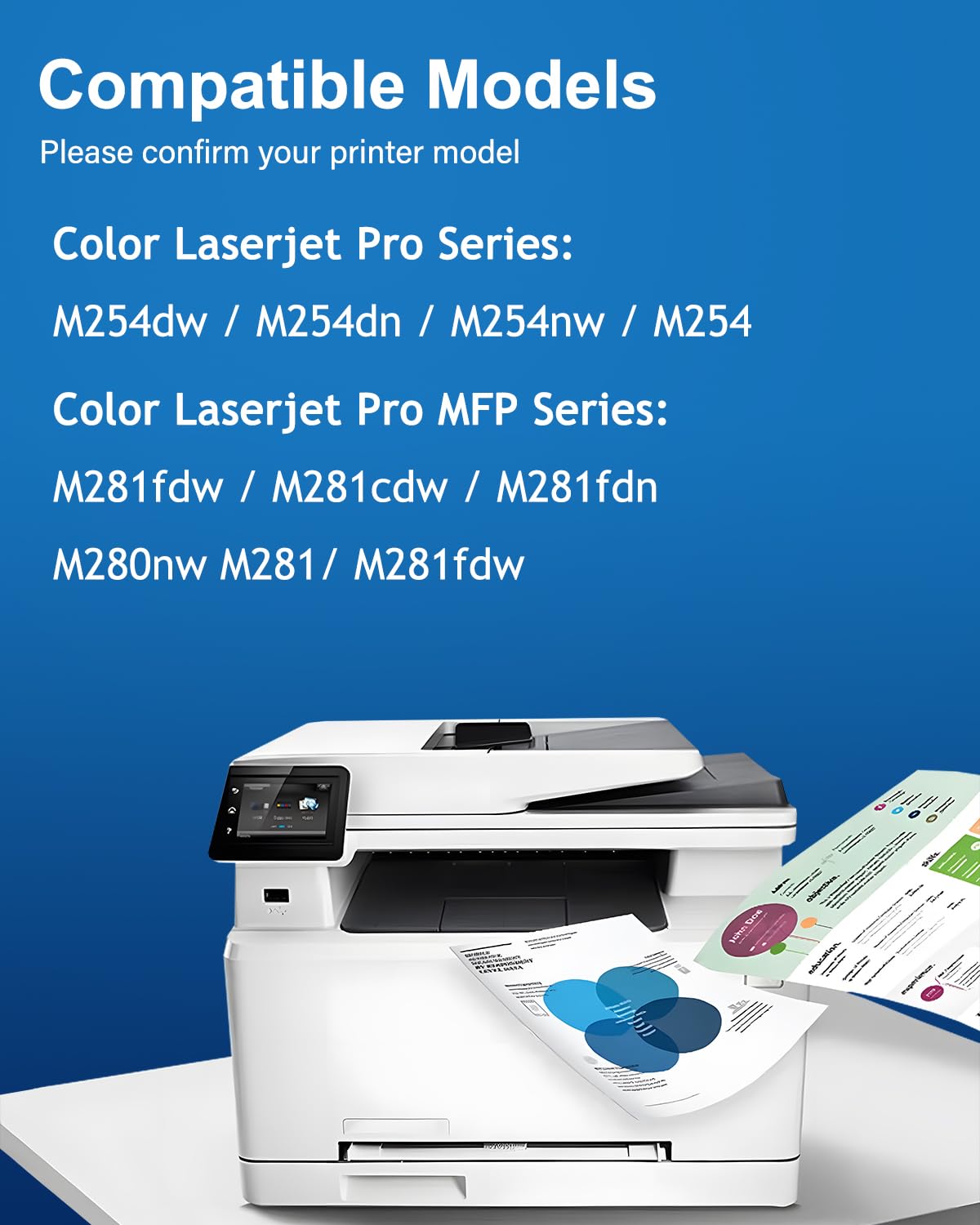 Ricambio Stampante HP M281fdw M254dw Kit 4 Toner Compatibili HP CF500A/202A - Per Stampanti LaserJet Pro M281fdw, M254dw E Modelli Simili A500 Mini - Foto 4