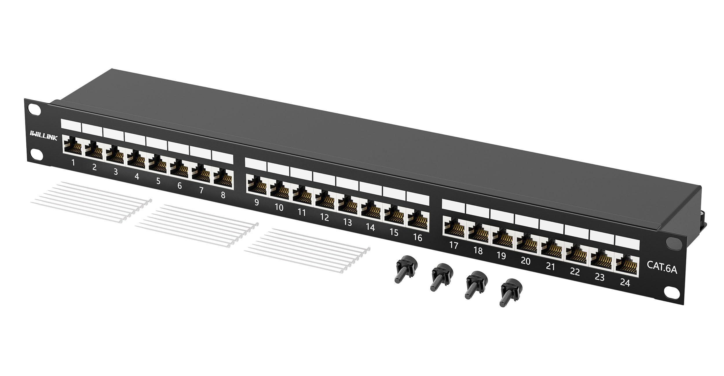 iwillink CAT6a panel krosowy 24 porty ekranowane gniazdo RJ45 LSA panel rozdzielający
