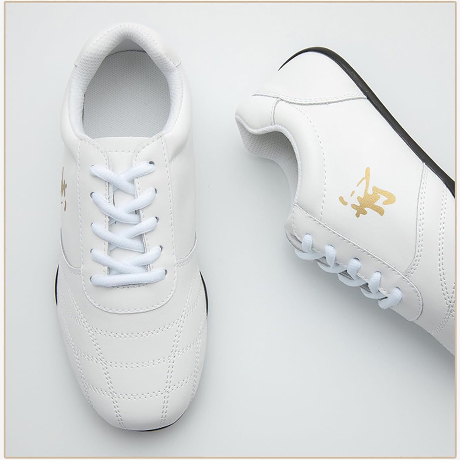 Tai Chi Shoes Women Men, Taekwondo Leather Kung Fu Footwear,Martial Arts Sneakers, Breathable Taiji Kongfu Training Sports Shoes(Size:38EU/240mm,Color:White)